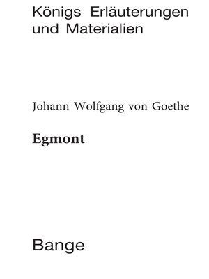 cover image of Egmont. Textanalyse und Interpretation.